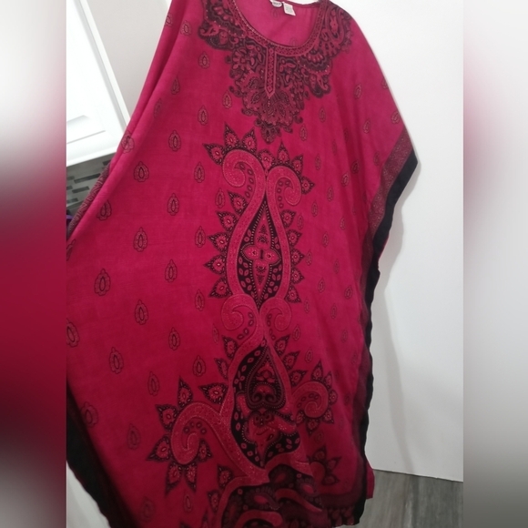 Santé Classics Deep pink all over Paisley Print  Kaftan Duster OS - Picture 1 of 9